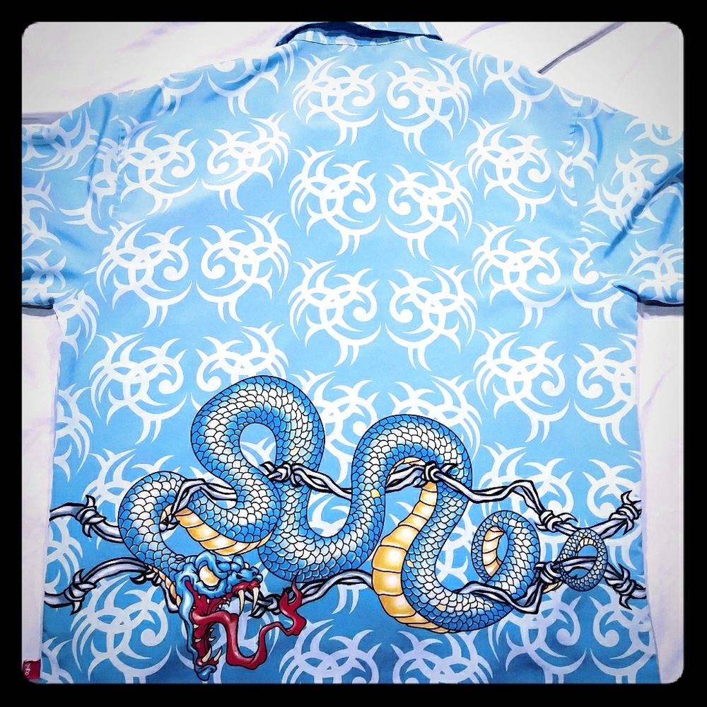 Vintage Jnco Jeans Mens Dragon Barb Wire Shirt XXL